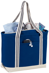 Atlantic Stripe 20oz Cotton Canvas Zippered Tote